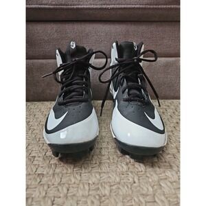 Nike Alpha Huarache Pro Mid MCS BG Baseball Cleats Black White 6Y Youth